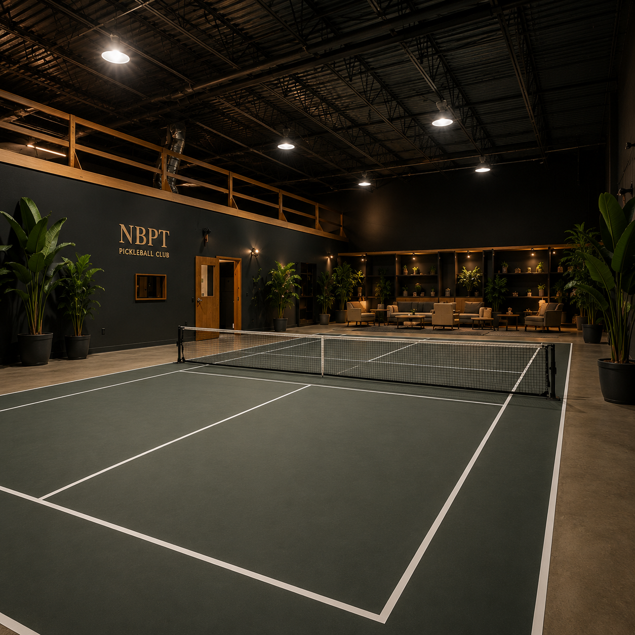 Interior of NBPT Pickleball Club private indoor court